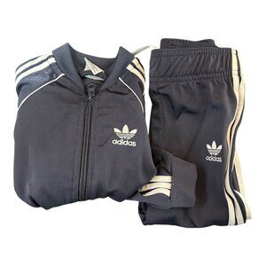Adidas Track Suit Boys 3T Blueish Gray with Three White Stripes  2pc